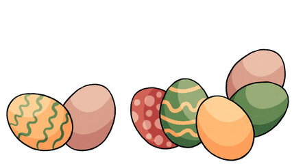 Easter colorful, cute eggs isolate on a transparent background. illustration. summer, greenery, easter, spring