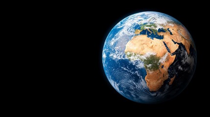 Fototapeta premium Earth on black background with copy space