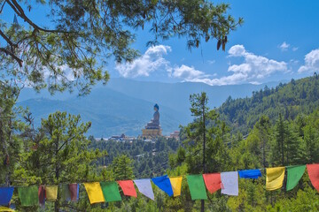 Viewpoint overlooking Buddha Dordenma Statue in Thimphu City, Bhutan