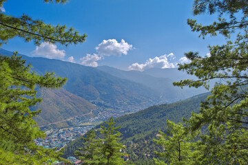 Viewpoint overlooking Thimphu City in Bhutan During Day