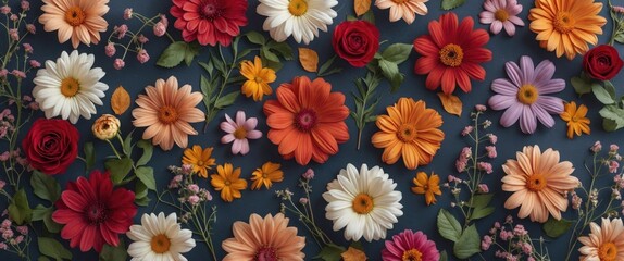 Colorful Floral Background for Autumn Celebrations with Space for Text and Messages