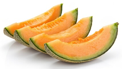 Cantaloupe Slices on White Background