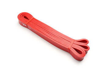 Fitness rubber band. Home exercise machine. Concept of sport and healthy active lifestyle. Set of colorful fitness rubber bands.