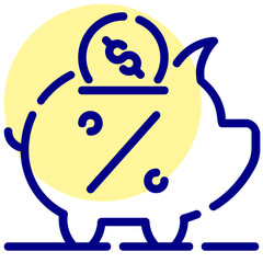 piggy bank vector mixed outline icon