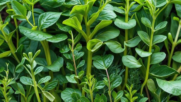 Lush green garden orach plants showcasing vibrant stems and fresh spring leaves, ideal for culinary and herbal applications.