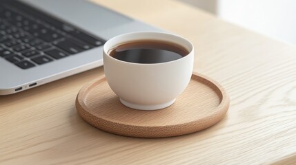 Coffee break, laptop, desk, home office, work