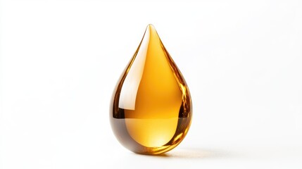 Fototapeta premium Drop of golden oil isolated on white background