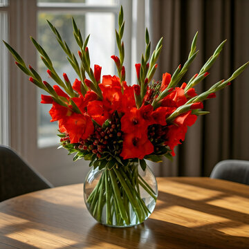 Dramatic Red Gladiolus Arrangement