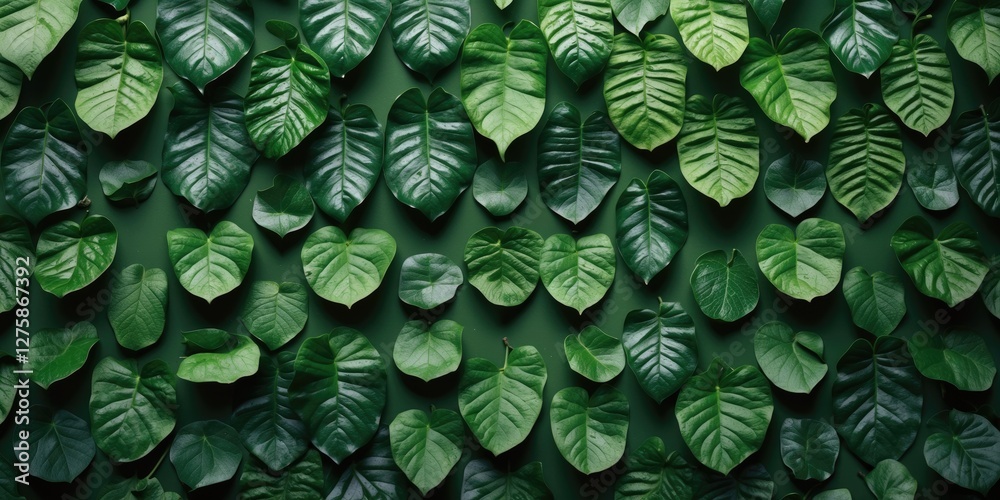 Poster green leaf pattern background with text space for design or branding applications