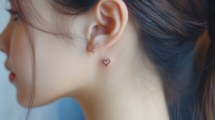Naklejka premium Delicate Heart Tattoo on a Woman's Neck
