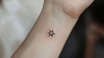 Obraz premium Small Star Tattoo on Wrist: Minimalist Design
