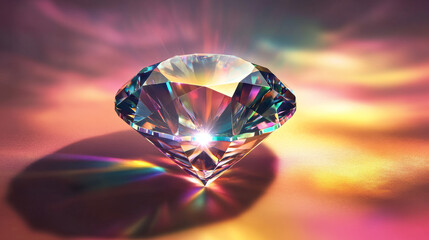 Fototapeta premium Diamond light refraction overlay effects set on transparent background. Vector realistic illustration of rainbow glare through crystal prism, sparkling precious gemstone, iridescent jewelry spectrum