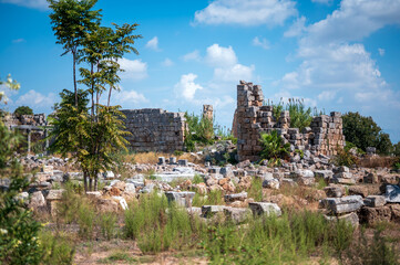 The ruins of ancient Lycian settlement Perge, also known as Perga. One of the most famous tourists...