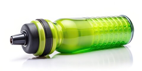 Green Sports Water Bottle on White Background