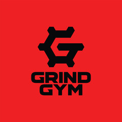 Bold, geometric vector logo design template for a gym.