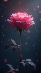 Obraz premium A wide shot of a sprawling arrangement of dark blue rose petals and thorny stems, surrounded by a mystical purple mist