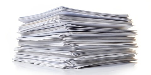 Stack of Papers on White Background