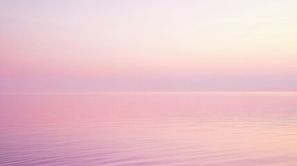 A tranquil seascape at dawn with soft pastel hues blending into a serene horizon, creating a peaceful ambiance over the calm water surface.