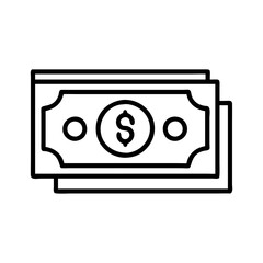 banknote icon, banknote line art - simple line art of banknote, perfect for banknote logos and icons