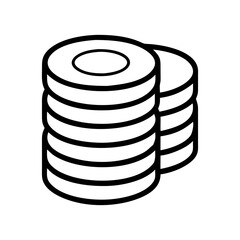 coins stack icon, coins stack line art - simple line art of coins stack, perfect for coins stack logos and icons