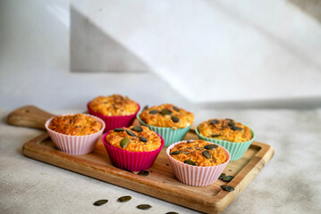 Healthy oat muffins with cottage cheese