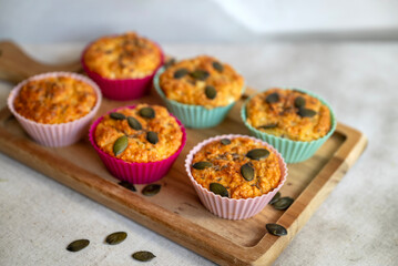 Oat muffins with cottage cheese in silicone molds	
