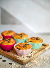 Healthy oat muffins with cottage cheese