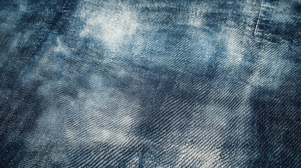 Close-up of textured denim fabric showcasing a variety of blue shades, creating a rugged and stylish appearance.