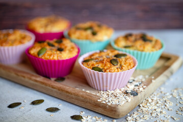 Oat muffins with cottage cheese in silicone molds	
