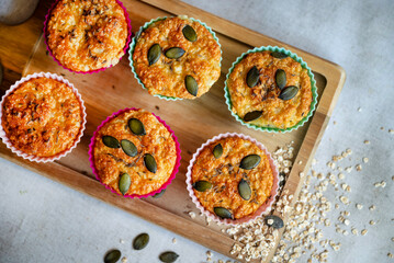 Oat muffins with cottage cheese in silicone molds	
