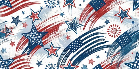 Fototapeta premium 4th of July Fashion Photography: Vibrant Graffiti Paintbrush Strokes