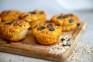 Healthy oat muffins with cottage cheese