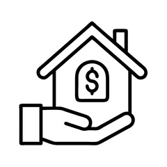 home loan icon, home loan line art - simple line art of home loan, perfect for home loan logos and icons