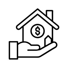 home loan icon, home loan line art - simple line art of home loan, perfect for home loan logos and icons