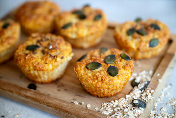 Oat muffins with cottage cheese in silicone molds