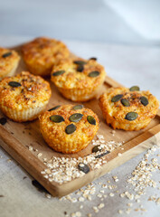 Oat muffins with cottage cheese in silicone molds	
