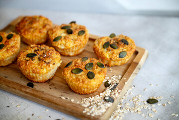 Oat muffins with cottage cheese in silicone molds	

