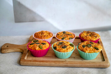 Oat muffins with cottage cheese in silicone molds	
