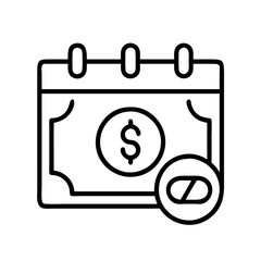 late fee icon, late fee line art - simple line art of late fee, perfect for late fee logos and icons