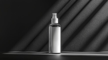 Elegant spray bottle in monochrome setting minimalistic product photography studio lighting