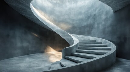 Grey Concrete Spiral Staircase in Modern Architecture