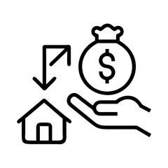loan icon, loan line art - simple line art of loan, perfect for loan logos and icons