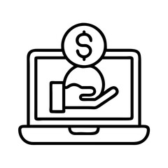 online loan icon, online loan line art - simple line art of online loan, perfect for online loan logos and icons