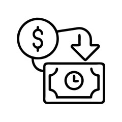 overdue payment icon, overdue payment line art - simple line art of overdue payment, perfect for overdue payment logos and icons
