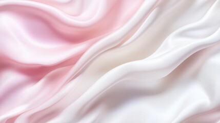 Obraz premium Elegant flowing silk fabric with soft shades of pink and white, creating a serene and luxurious atmosphere.