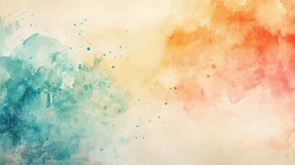 An abstract watercolor background showcasing a blend of soft blue, orange, and peach hues, creating a tranquil and artistic atmosphere.