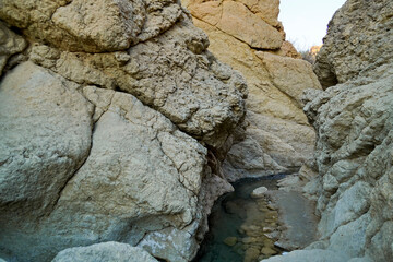 Oasi di Chebica con la sorgente di acqua potabile e l'antico villaggio Berbero. provincia di Tozeur,Tunisia
