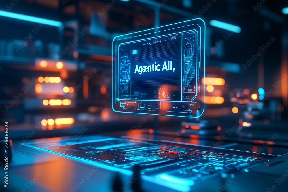 Leinwandbilder ultra-futuristic ai research lab featuring a floating design, showcasing advanced technology and inn