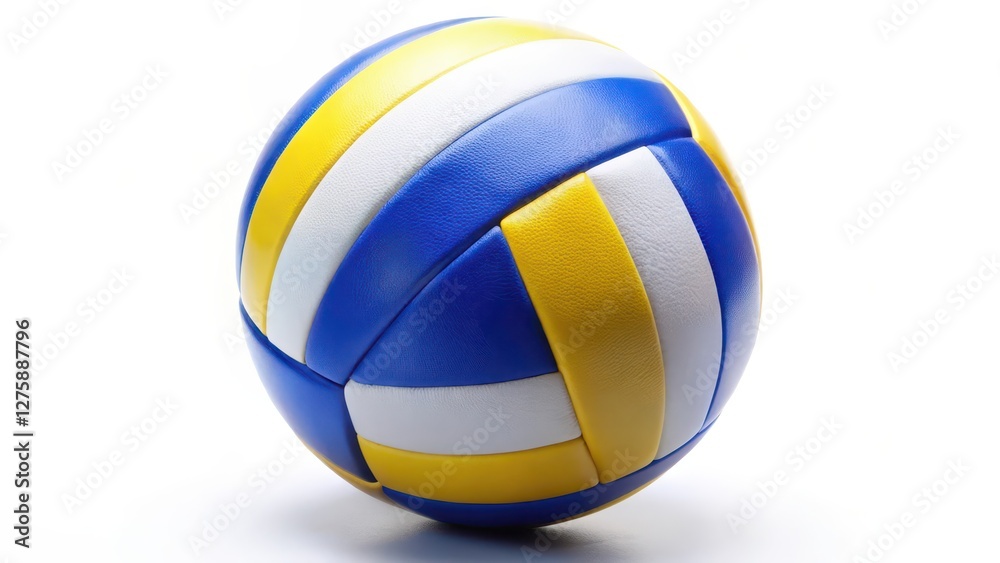 Wall mural Blue, Yellow, and White Volleyball on White Background