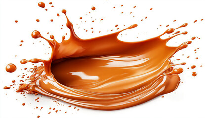 Golden Syrup Splash Isolated on Transparent Background with Viscous Texture for Beverage Design